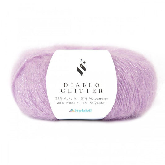 Mohair and Poly-acrylic: Diablo Glitter Craft Yarn