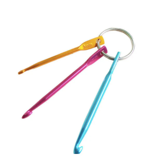 Mini Colorful Single Head Aluminum Crochet Hook 3pcs /set With Key Chain Textiles Crochet Hook